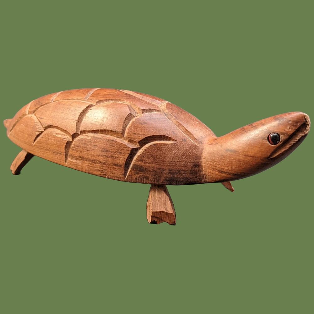 Vintage 1970s Carved Hawaiian Sea Turtle Souvenir